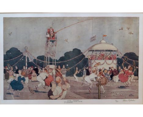 Oliver Robinson, British 1908-1996- "Jazz Tennis"; digital print, signed and numbered 27/250 in pencil, 38x59cm: European Sch