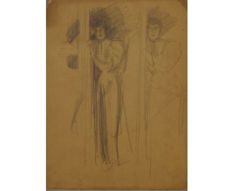Edmund Joseph Sullivan RWS RE IS, British 1869-1923- Sketch of Mrs Sullivan; pencil c.1900; pencil, 30.7x23.5cm (unframed)