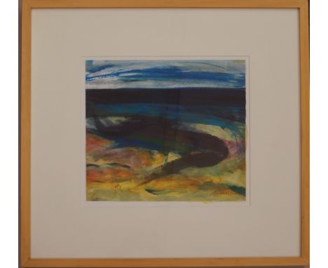 Margaret Knott, British, late 20th/early 21st century- Abstract landscape; lithograph in colours, signed, 34x36cm: together w
