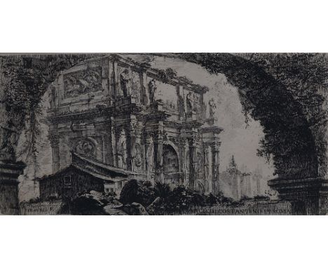 After Giovanni Battista Piranesi, Italian 1720-1778- "Arco di Costantino in Roma"; etching, signed and titled within the plat
