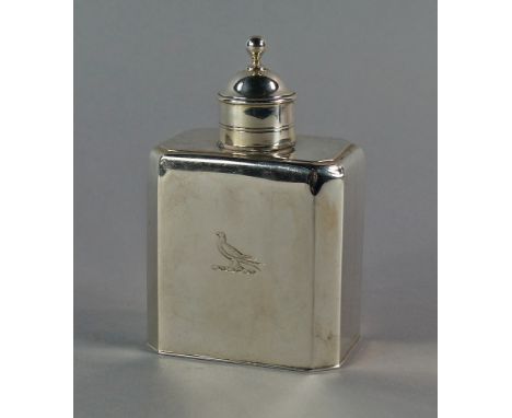 A silver tea caddy, Sheffield 1894, Martin Hall & Co, (Richard Martin & Ebenezer Hall) the circular cover with ball finial, u