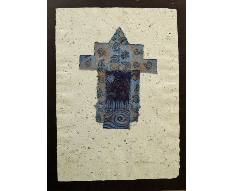Marilyn Simler, South African/British, late 20th/early 21st century- "Jewel Berries"; etching printed in colours, 76x76cm: to