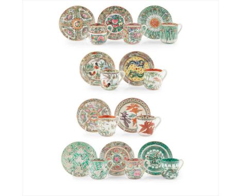 COLLECTION OF FAMILLE ROSE CUPS AND SAUCERS LATE QING DYNASTY-REPUBLIC PERIOD, 19TH-20TH CENTURY 清末民初 粉彩茶杯與盞托（十組二十件）? ten set