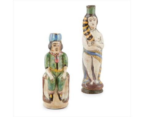 COLLECTION OF ISLAMIC POTTERY 17TH-19TH CENTURY comprising: a fragmentary cuerda seca Safavid tile, c. 17th century, decorate