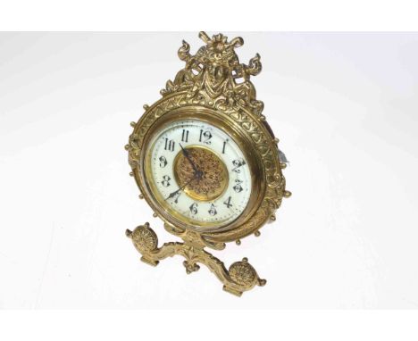 Victorian cast brass framed easel mantel clock