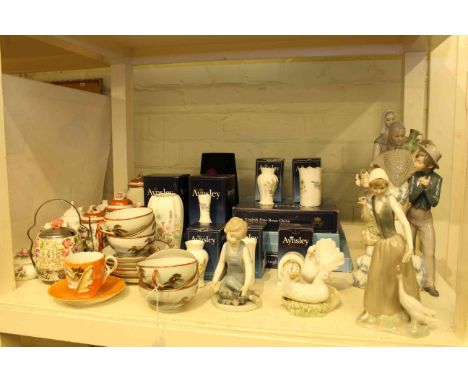 Oriental eggshell teaware, Nao and other figures, Aynsley china, etc