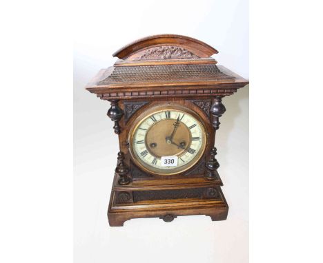19th Century German walnut striking mantel clock