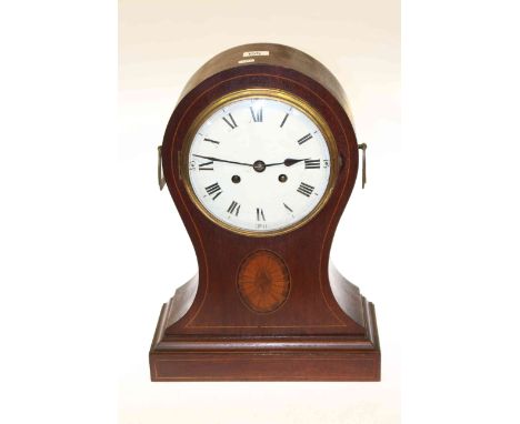 Large inlaid mahogany balloon mantel clock