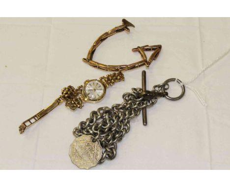 Rotary 9 carat gold watch and strap, a 9 carat gold expanding bracelet and a curb link chain, gross weight of gold items 15 g