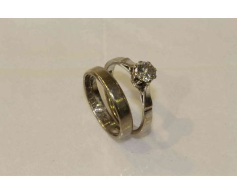 18 carat gold and diamond ring together with an 18 carat gold band, gross 7 grams