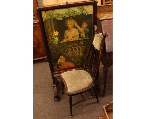 Victorian mahogany framed extendable firescreen and nursing chair