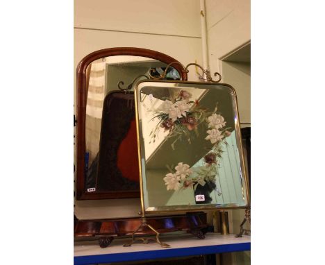 Victorian mahogany toilet mirror and painted mirror firescreen