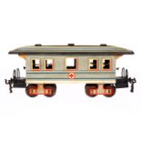Märklin Sani-Wagen 1848, Spur 1, uralt, HL, mit Inneneinrichtung und 8 Tragen, Medizinschrank