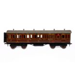 Bing englischer Abteil-/Gepäckwagen 2783, braun CL, Spur 1, 4A Gussräder, 6 imit. Lüfter,