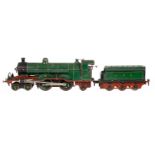 Märklin englische 2-B-1 Dampflok ”1427” CE 1021 GNR, mit 3A-GNR-Tender, Spur 1, Uhrwerk intakt, grün