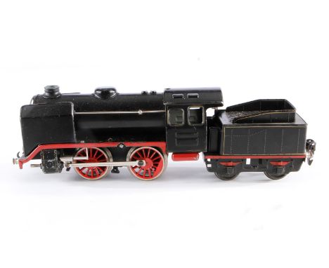 Märklin B-Dampflok R 910, Spur 0, Uhrwerk intakt, schwarz, mit Tender, LS, Z 3