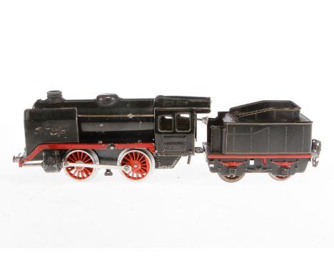 Märklin B-Dampflok R 900, Spur 0, mit Tender, Uhrwerk intakt, Alterungs- und Gebrauchsspuren, Z 3