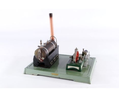 Fleischmann Dampfmaschine, liegender patinierter Kessel, KD 6,2, mit Brenner, feststehendem Zylinder und Fliehkraftregler, Al
