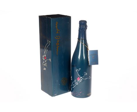 1 Flasche Taittinger Champagner, ”Art-Ausgabe”, Millesime 1982, Andre Masson, verschlossen, OK mit Alterungsspuren