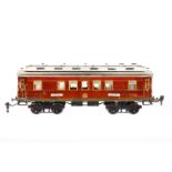 Märklin Speisewagen 1932 G, Spur 1, Teak HL, 4 AT, 4A Gussräder, mit Inneneinrichtung und 8
