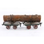 Märklin Langholzwagen, Spur 1, uralt, HL, Achslagerblenden ersetzt, LS tw ausgeb., gealterter