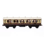 Bing englischer Personenwagen 1921, Spur 1, braun/weiß CL, 4A Gussräder, 6 imit. Lüfter,