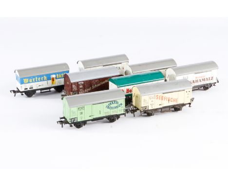 8 Fleischmann Güterwagen, Spur H0, meist Blech, Z 3