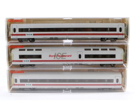 3 Fleischmann Personenwagen ”Amtrak”, Spur H0, Alterungsspuren, je im tw besch. OK, meist Z 2-3