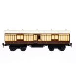 Märklin englischer Packwagen 2876 LNWR, 4A, Spur 1, weiß/braun CL, Dach farblich rest., Alterungs-
