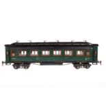 Märklin Personenwagen 1945 G, Spur 1, grün HL, 4 AT, 4A Gussräder, mit Inneneinrichtung und 6