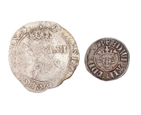 Charles I, Shilling, group D, mm. harp (S.2789), irregular flan o/wise Near Fine/Fine; together with an Edward I, long cross 