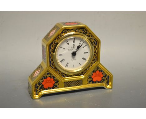 A Royal Crown Derby 1128 Imari desk clock, second quality, boxed