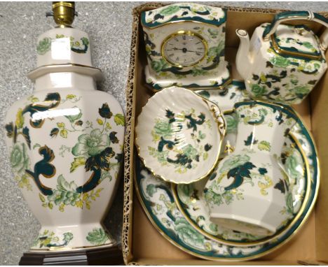 Mason`s Chartreuse large lamp base, clock, plates, etc.