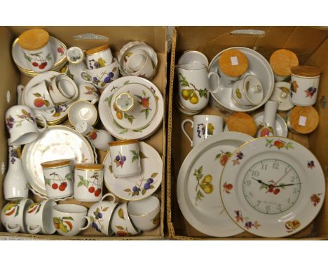 Royal Worcester Evesham tableware, clock, trinkets, etc 