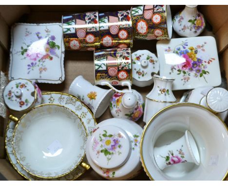 A set of four Royal Crown Derby Curators Collection coffee cans; Royal Crown Derby Posies including small ginger jar; cruet s