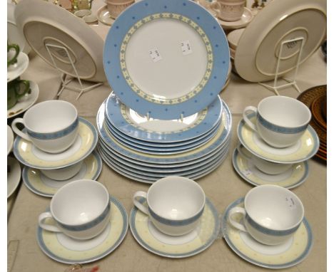 A modern Wedgwood Capri pattern dinner and tea set including dinner, side plates,cups ,saucers, etc 