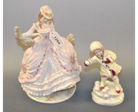 A Royal Worcester figure December modelled by F. G. Doughty; another, Summer`s Lease the Time of Roses (2)
