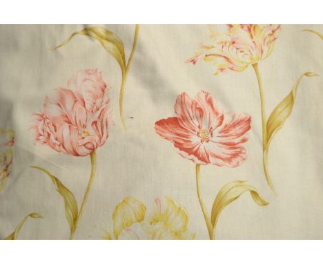 Textiles - a large pair of Sanderson curtains, dragon tulips on a cream ground, 200cm x 275cm