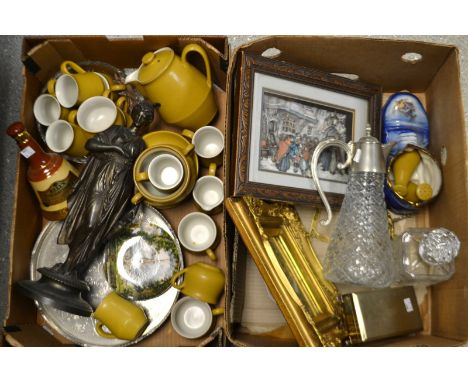 A Denby tea service; a spelter figure; claret jug; diorama, etc
