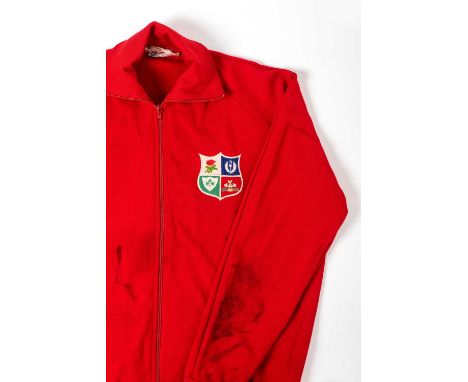 1974 British Lions | Sir Gareth Edwards Rugby union track suit top issued to Sir Gareth Edwards  Item & Provenance: All red z