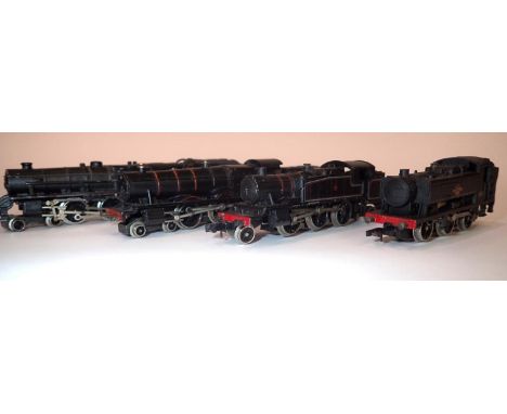 Four N gauge steam locomotives from Farish 4.6.0 and tender, x2 2.6.2 tank and 0.6.0 tank. P&amp;P Group 1 (£14+VAT for the f