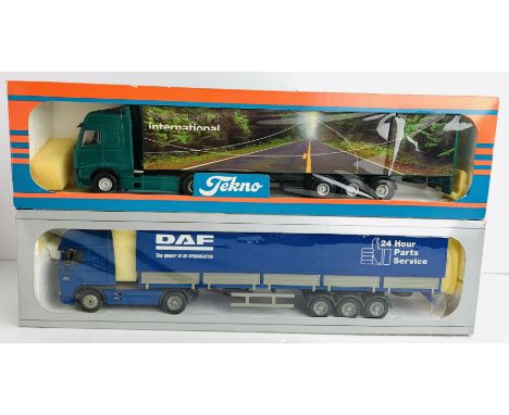 2x Tekno 1:50 HGV Models - Globetrotter Xl &amp; DAF Parts Service - Boxed, P&amp;P Group 2 (£18+VAT for the first lot and £3