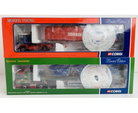 2x Corgi 1:50 HGV Models CC12013 MAN Matlock Transporter &amp; CC12609 Scammell Crusader Morris Young - Boxed, P&amp;P Group 