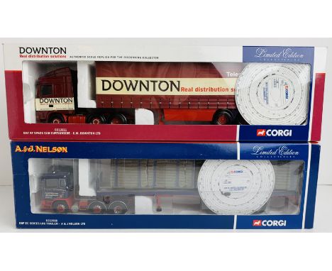 2x Corgi 1:50 HGV Models CC11908 ERF EC AJ Nelson &amp; CC13211 DAF XF Spce Cab Downton - Boxed, P&amp;P Group 2 (£18+VAT for