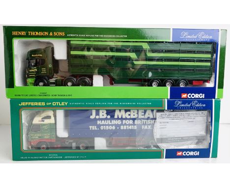 2x Corgi 1:50 HGV Models CC12416 Volvo Globetrotter Jefferies &amp; CC12917 Scania Topline Henry Thomson - Boxed, P&amp;P Gro