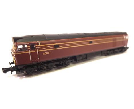 Graham Farish class 50 diesel 50017 red/gold. P&amp;P Group 1 (£14+VAT for the first lot and £1+VAT for subsequent lots) 