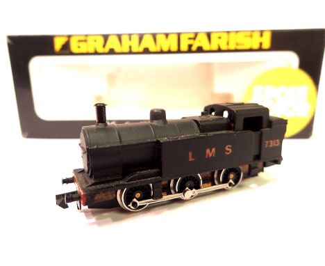 Graham Farish 0.6.0 tank loco LMS black 7313. P&amp;P Group 1 (£14+VAT for the first lot and £1+VAT for subsequent lots) 