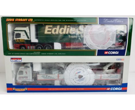 2x Corgi 1:50 HGV Models CC13201 DAF XF Super Space Eddie Stobart &amp; CC12427 Volvo FH Globetrotter Inta Site Haulage - Box