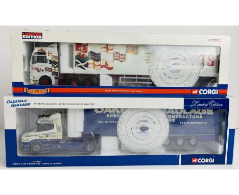 2x Corgi 1:50 HGV Models - CC13406 MAN TGA XXL 'Saints' &amp; CC12811 Scania T Cab - Oakfield - Boxed, P&amp;P Group 2 (£18+V