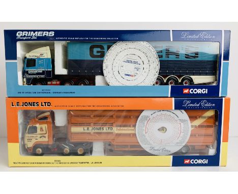 2x Corgi 1:50 HGV Models - CC12424 Volvo FH Globetrotter &amp; CC13212 DAF XF Cab Grimers Transport - Boxed, P&amp;P Group 2 